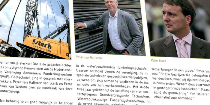 In de Funderingsdag thema-uitgave 2014 van het vakblad Geotechniek wordt aandacht besteed aan de recentelijk opgerichte contactgroep Damwanden.