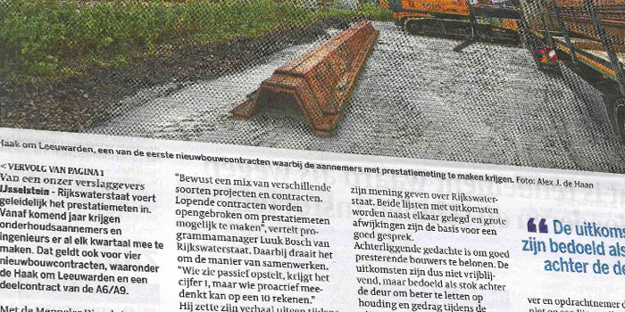 Rijkswaterstaat voert geleidelijk het prestatiemeten in. Vanaf komend jaar krijgen onderhoudsaanneemers en ingenieurs er al elk kwartaal mee te maken.