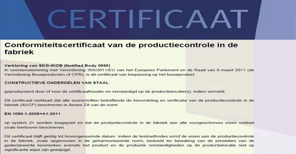 Sterk Metaal EN 1090-1 Certificaat